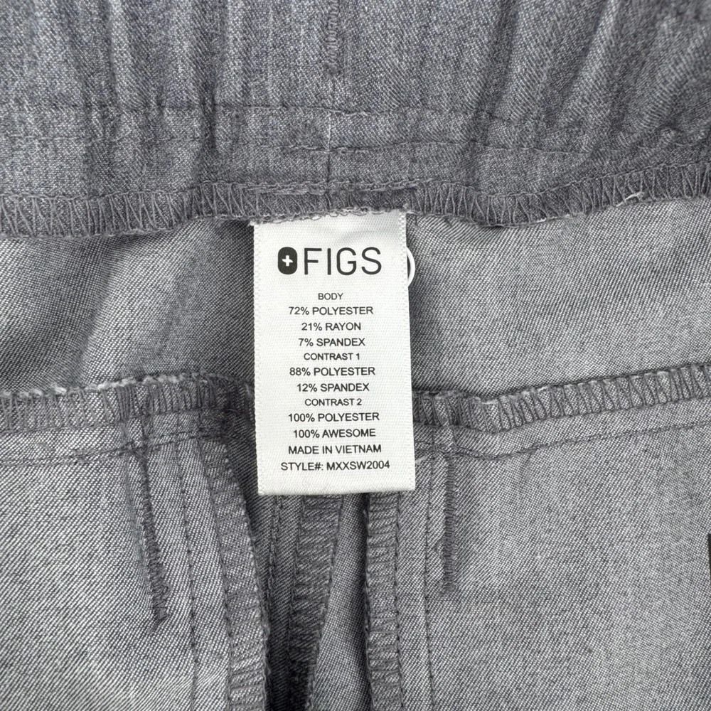 FIGS Zamora Jogger Scrub Pants Men Small Heather Gray MXXSW2004 Green Drawstring